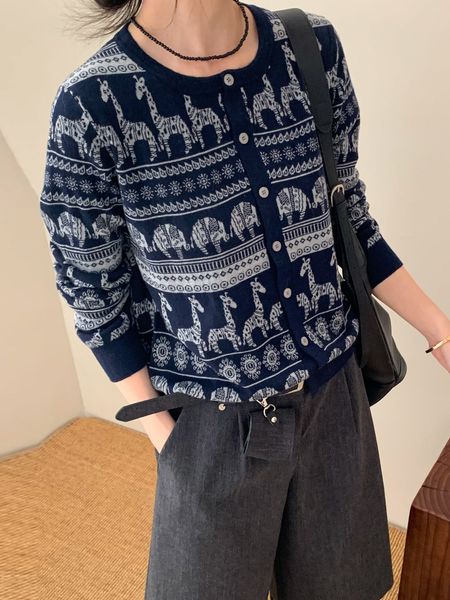  A939-Áo Len Dệt Hươu Cao Cổ Nghệ Thuật Dài Tay Cardigan 