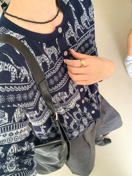  A939-Áo Len Dệt Hươu Cao Cổ Nghệ Thuật Dài Tay Cardigan 