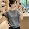 A969-Áo Thun Lụa Dệt Đan Kẻ Sọc