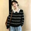  A990-Áo Len Cổ Ren Dệt Họa Tiết Nghệ Thuật Kiểu Hàn Quốc 