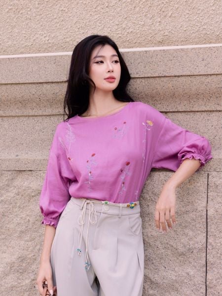  A332- Áo lụa Tencel Thêu Hoa 