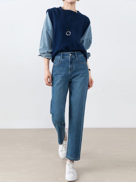  Q346-Quần Jeans Baguette Lụa Mềm Mại Co Giãn 4 Chiều 