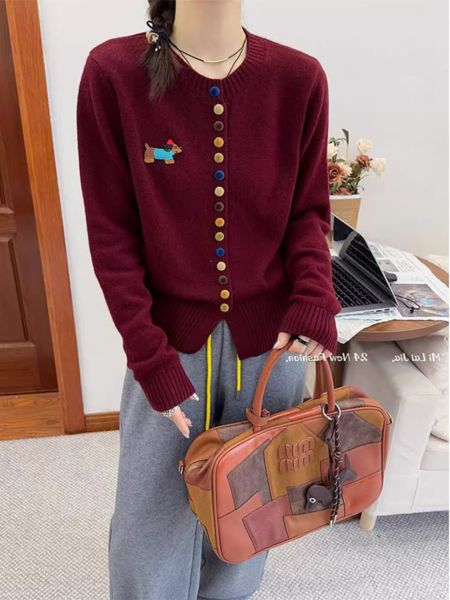  A782-Áo Len Dệt Kim Cardigan Hàng Nút Cún Cưng Đa Sắc Mùa Thu 