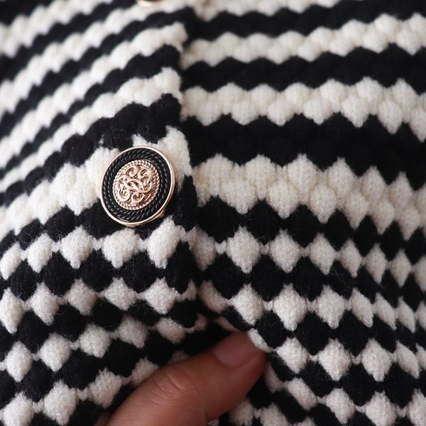  A779-Áo Len Dệt Kim Cardigan Kẻ Sọc Lượn Sóng Mùa Thu 