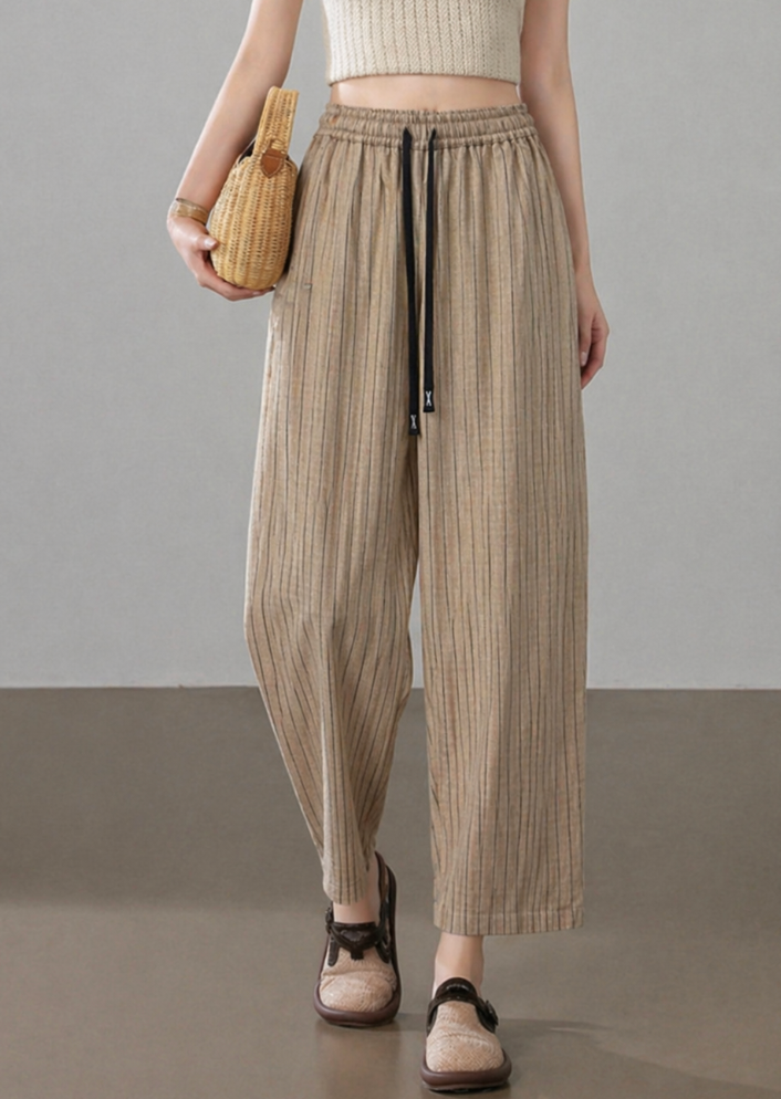  Q406-Quần Sọc Baggy Linen Gân 