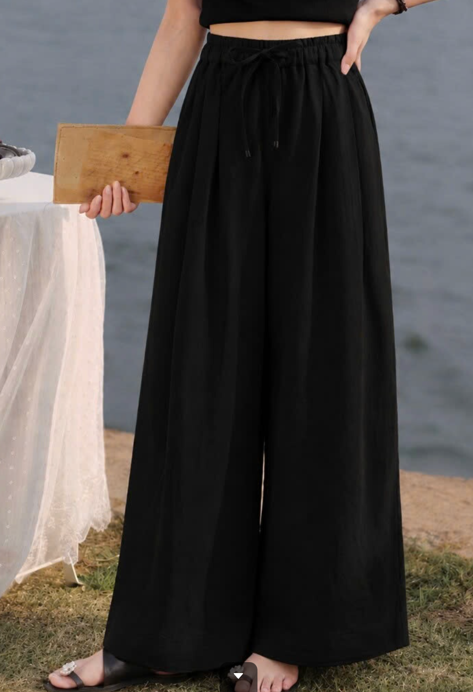  Q407-Quần Linen BamBoo Ống Rộng 