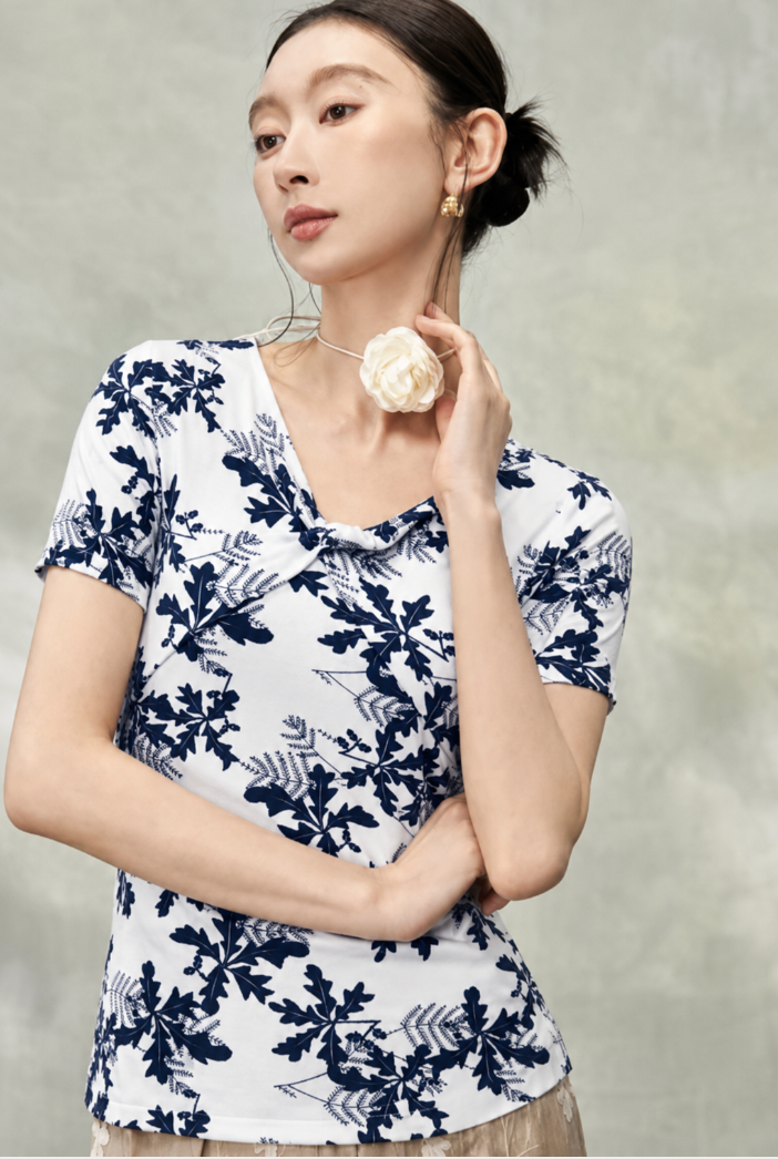  AT79-Áo Thun Cotton In lá Tay Ngắn 