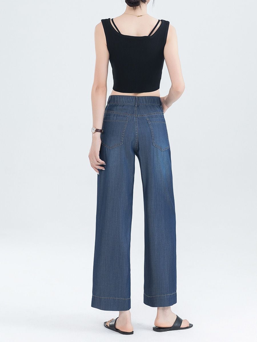  Q292-Quần Jeans Lụa Mềm Mỏng Mát Wash Nhẹ 9 Tấc 