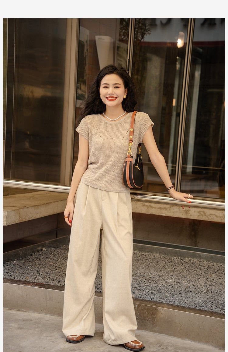  A424-Áo Len Lụa Băng Dệt V Cột Dây Lưng 