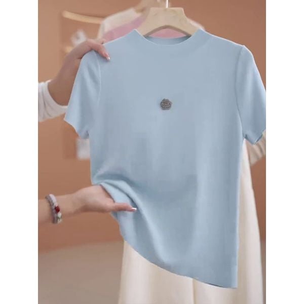  A355-Áo Thun Len Lụa Băng Hoa Trà Pháp 