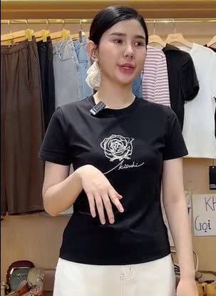  AT56-Áo Thun Cotton Thêu Hoa 
