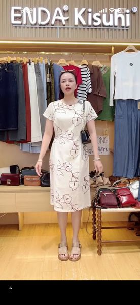  D201-Đầm Suông Linen Cotton Thêu Hoa 