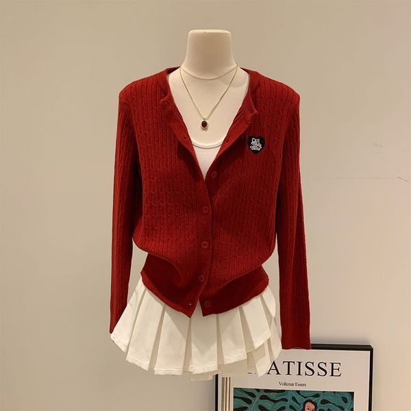  A729-Áo Len Dệt Kim Cardigan Họa Tiết Kiểu Pháp Mùa Thu 