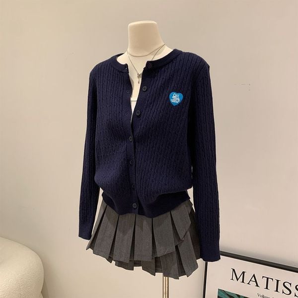  A729-Áo Len Dệt Kim Cardigan Họa Tiết Kiểu Pháp Mùa Thu 