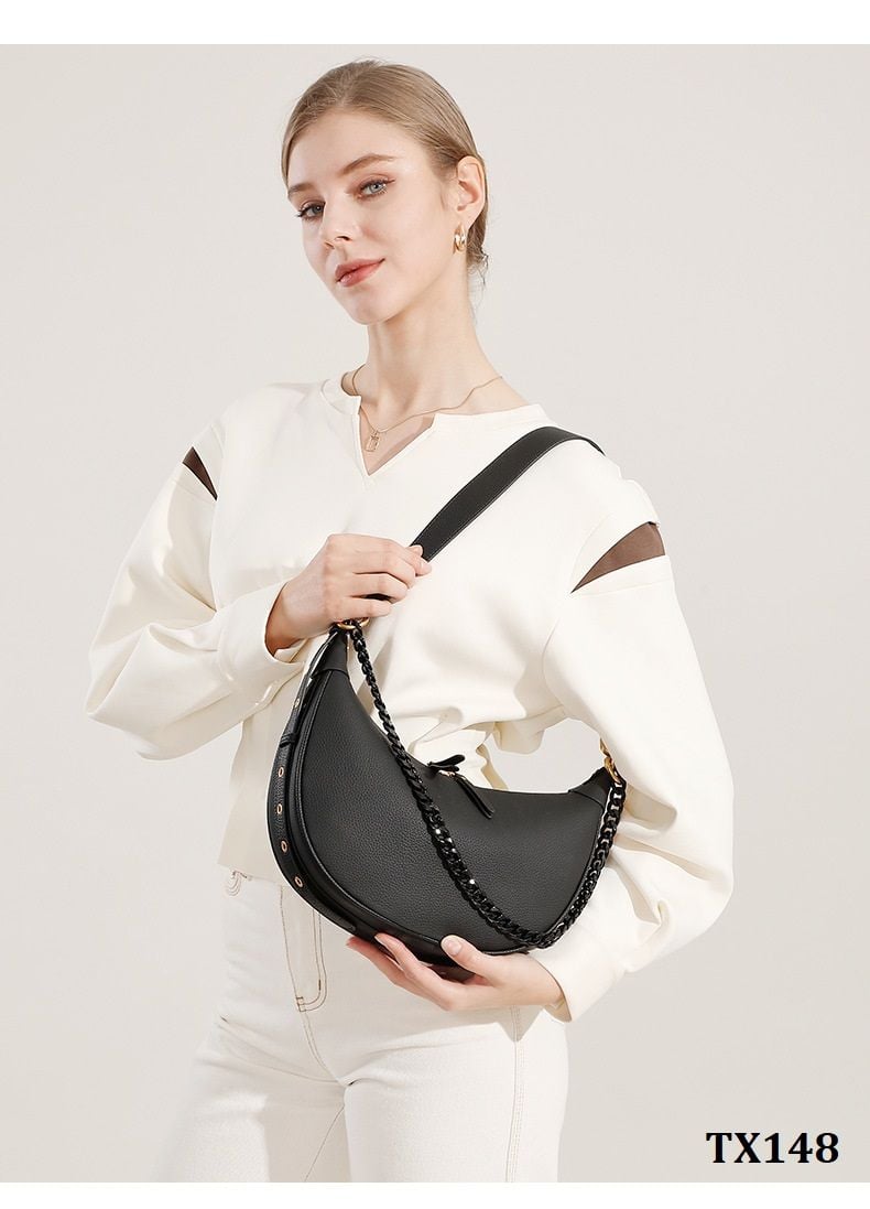  TX148-Túi Xách Đeo Chéo Bán Nguyệt Khóa Dây Thời Trang 