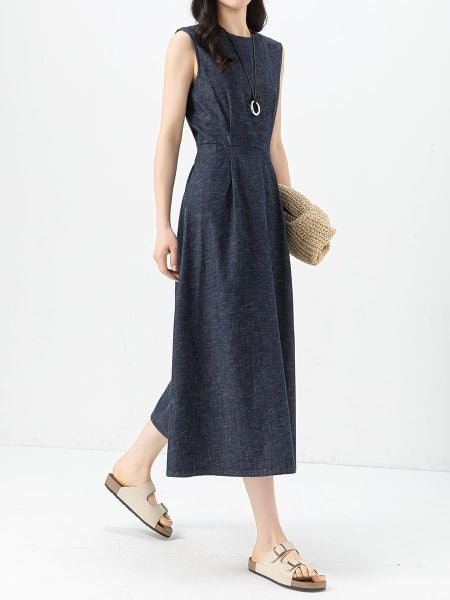  D11-Đầm Denim Eo Thon Khí Chất 