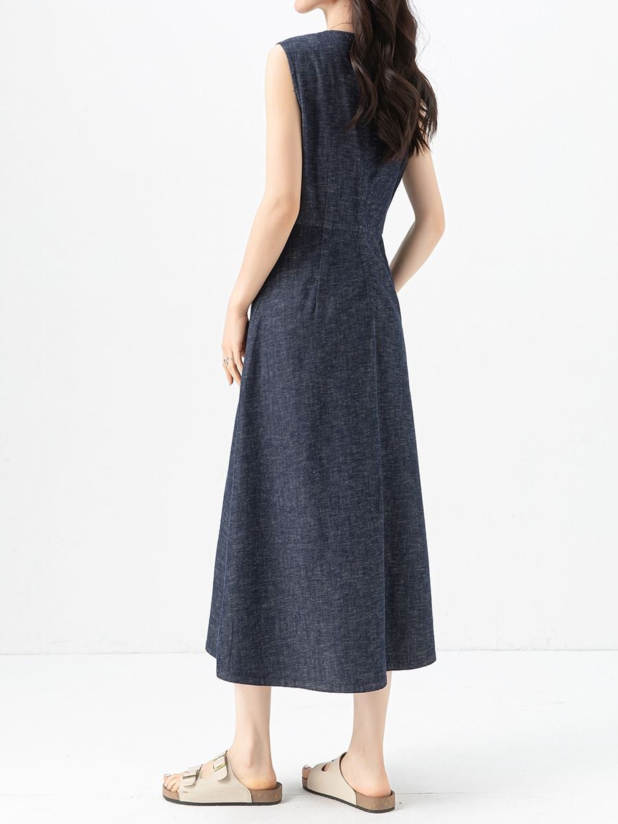  D11-Đầm Denim Eo Thon Khí Chất 