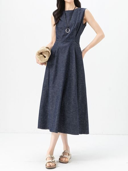  D11-Đầm Denim Eo Thon Khí Chất 