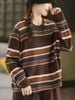 A762-Áo Len Dệt Kim Cotton Kẻ Sọc Hoài Cổ Mùa Thu