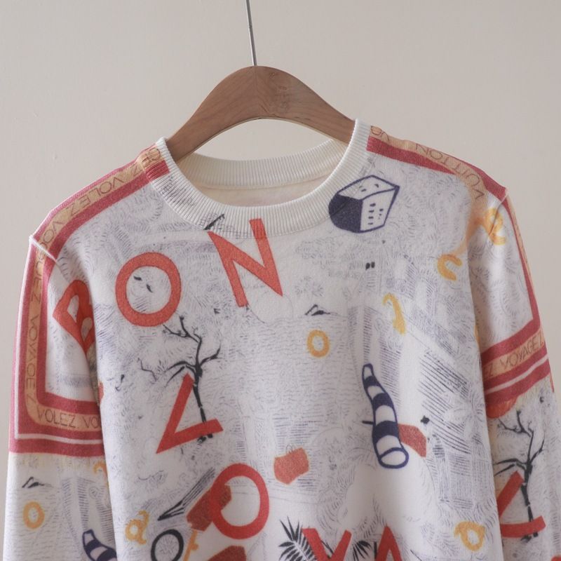  A755-Áo Len Dệt Kim Họa Tiết Trừu Tượng Mùa Thu 