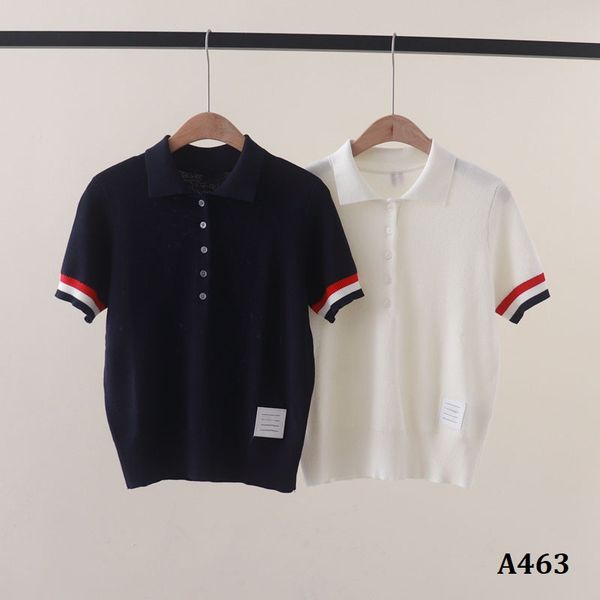  A463-Áo Len Lụa Có Cổ Sọc Bo Tay 