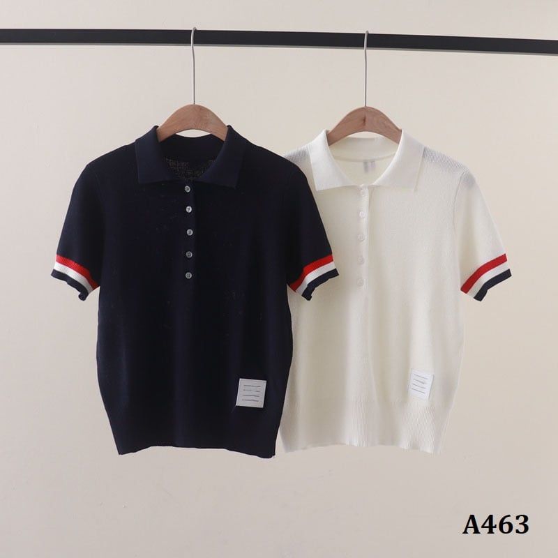  A463-Áo Len Lụa Có Cổ Sọc Bo Tay 