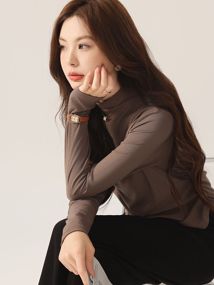  A434-Áo Len Lụa Dài Tay Rút Eo 