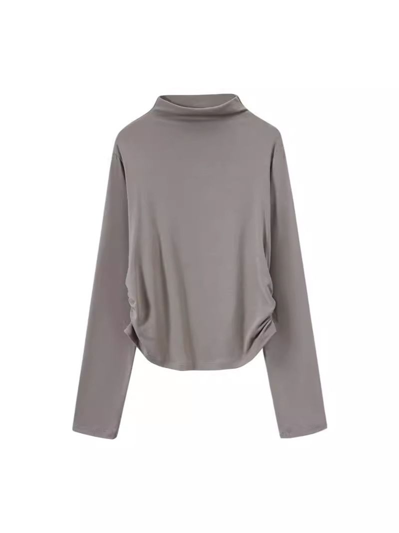  A434-Áo Len Lụa Dài Tay Rút Eo 