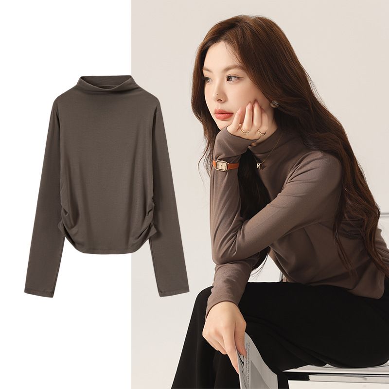  A434-Áo Len Lụa Dài Tay Rút Eo 