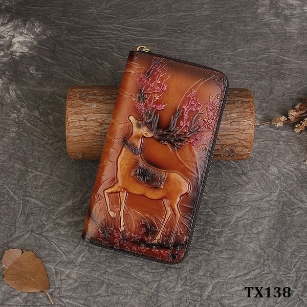  TX138-Ví Cầm Tay Da Thật Hươu Nai 