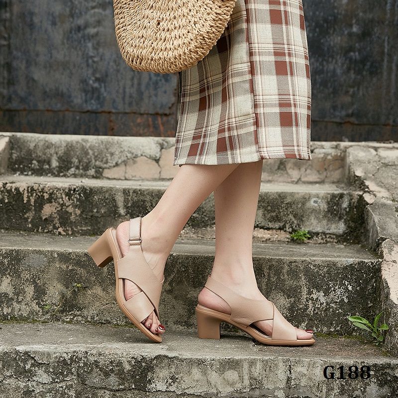  G188-Giày Sandal Quai Chéo Velcro Retro Cổ Điển 