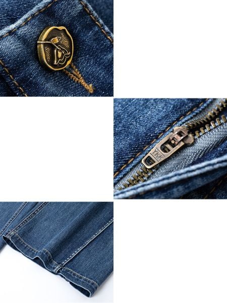  Q299-Quần Jeans Ống Suông Sườn Cách Điệu 9 Tấc 