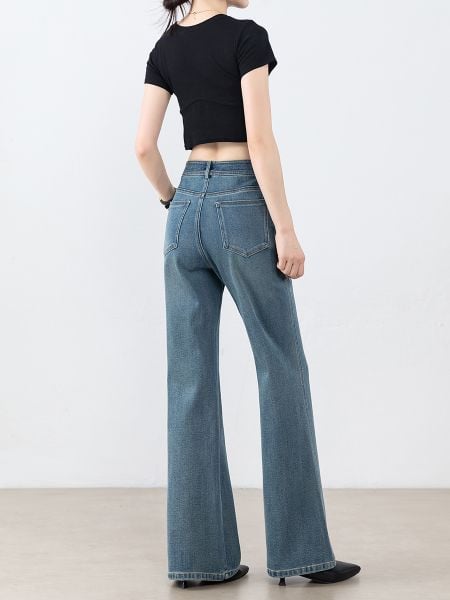  Q320-Quần Jeans Lụa Mềm Co Dãn 4 Chiều Ống Loe 