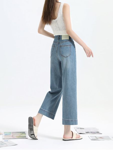  Q332-Quần Jeans Mềm Mại Viền Thêu 9 Tấc Co Dãn 