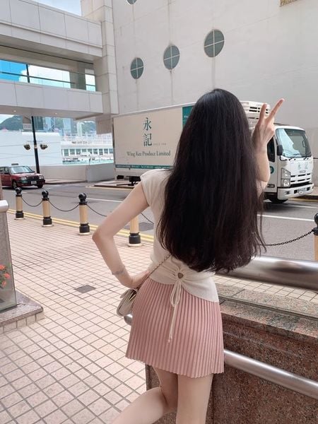  A372-Áo Len Lụa Băng Cổ V Rút Lưng Kiểu Pháp 