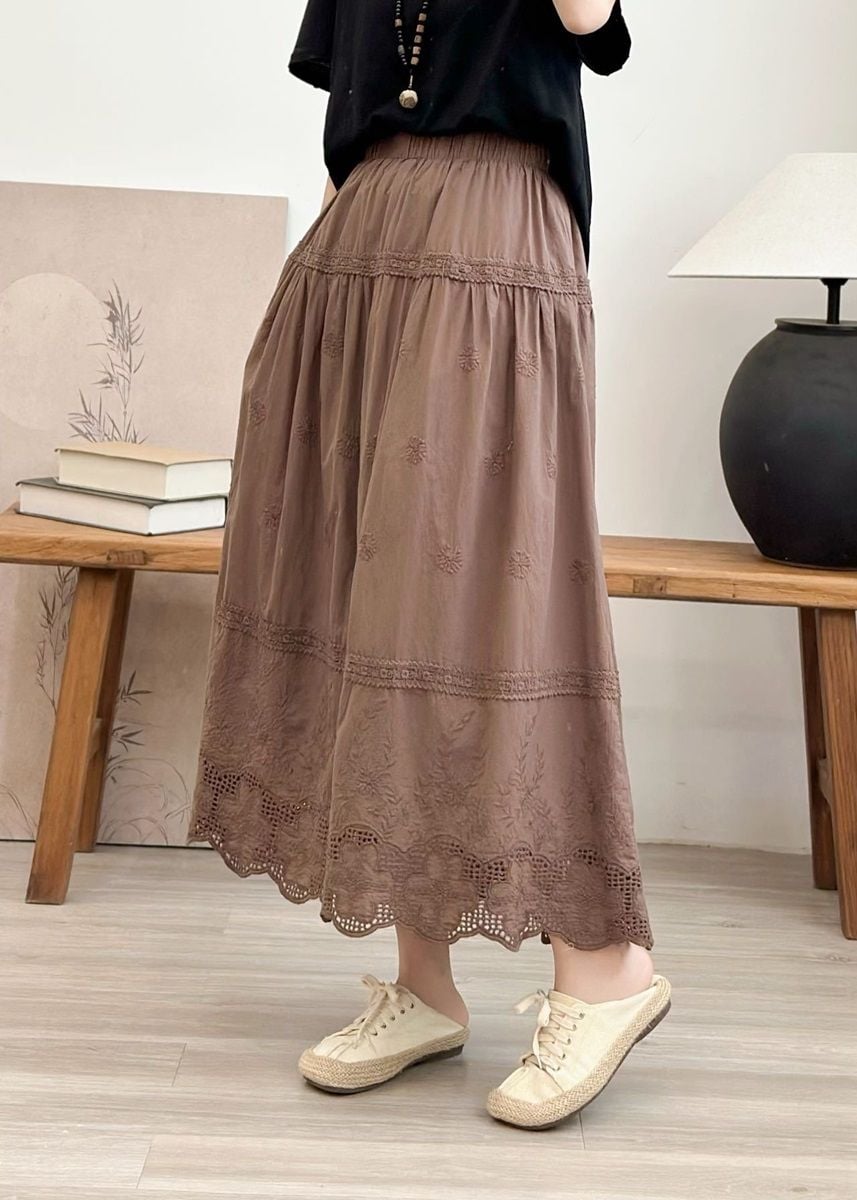  Q266-Chân Váy Ren Thêu Xòe Nhẹ Nhàng Kiểu Pháp 