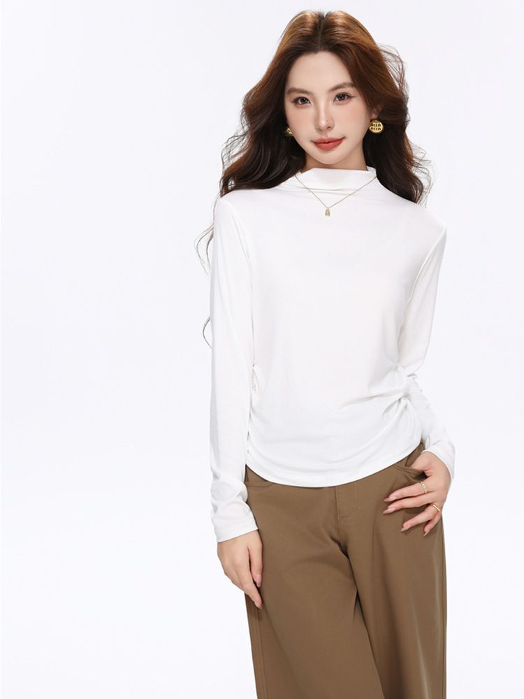  A434-Áo Len Lụa Dài Tay Rút Eo 