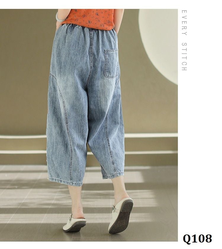  Q108-Quần Jeans Thổ Thêu Hoa 