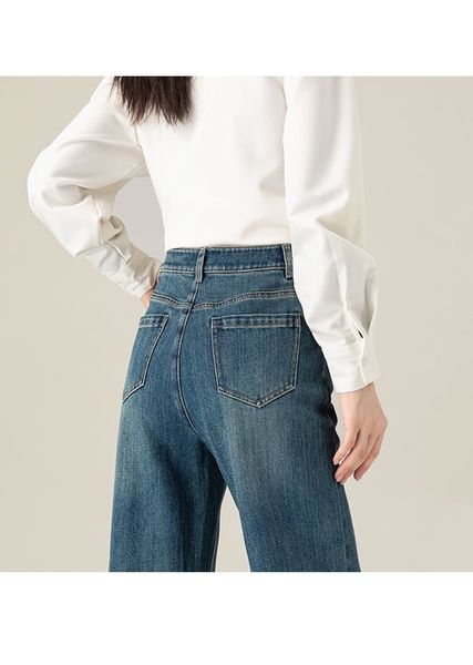  Q114-Quần Jeans Lụa Co Dãn Gấp Gấu 