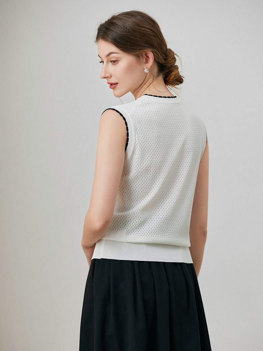  A625-Áo Len Thêu Bướm Hoa Mùa Hè Ba Lỗ Thoáng Mát 