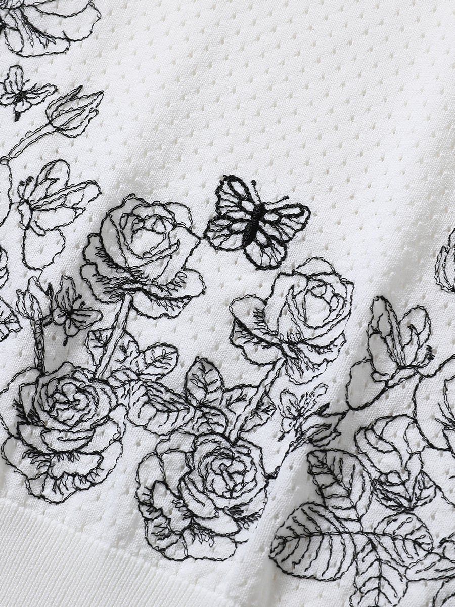  A625-Áo Len Thêu Bướm Hoa Mùa Hè Ba Lỗ Thoáng Mát 