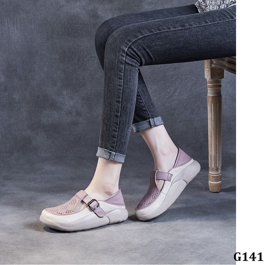  G141-Giày Da Thật Mary Khắc Ô Năng Động 