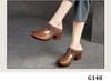  G148-Giày Dép Da Thật Retro Kết Hoa 