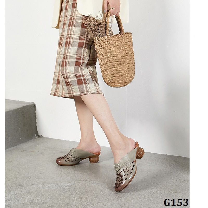  G153-Giày Dép Handmade Hoa Văn Roma 