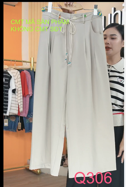  Q306- Quần Ống Rộng Xếp Ly Kèm Phụ Kiện 