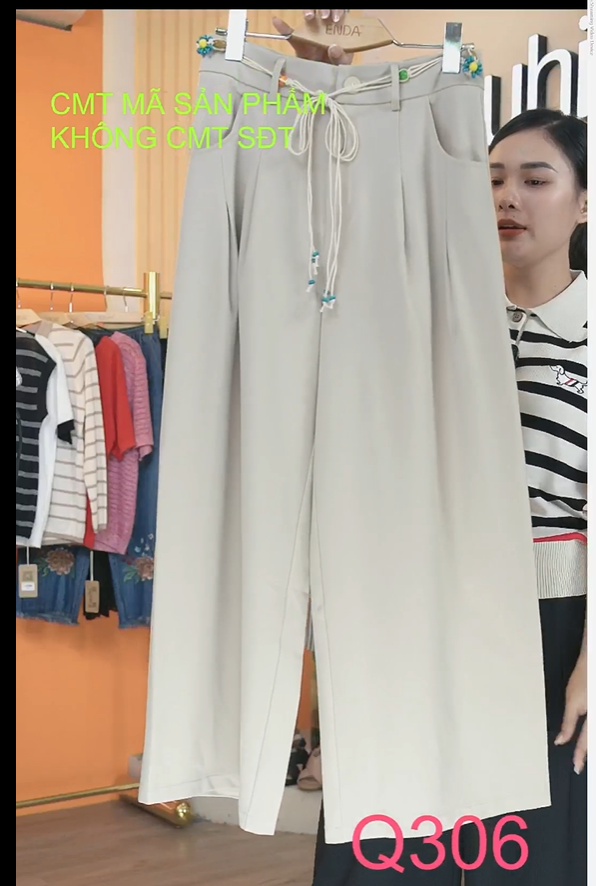  Q306- Quần Ống Rộng Xếp Ly Kèm Phụ Kiện 