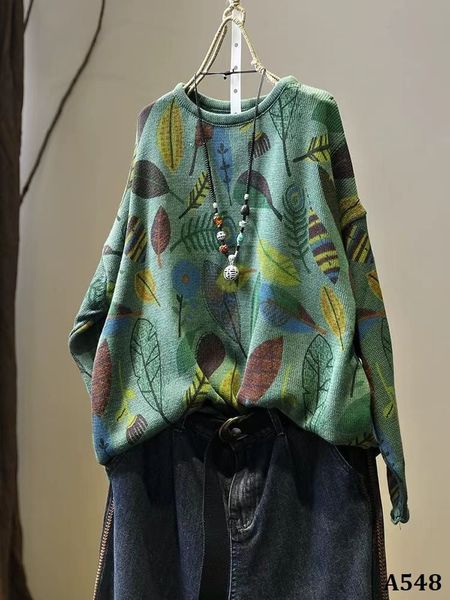  A548-Áo Len Dài Tay Phối Màu Nghệ Thuật 