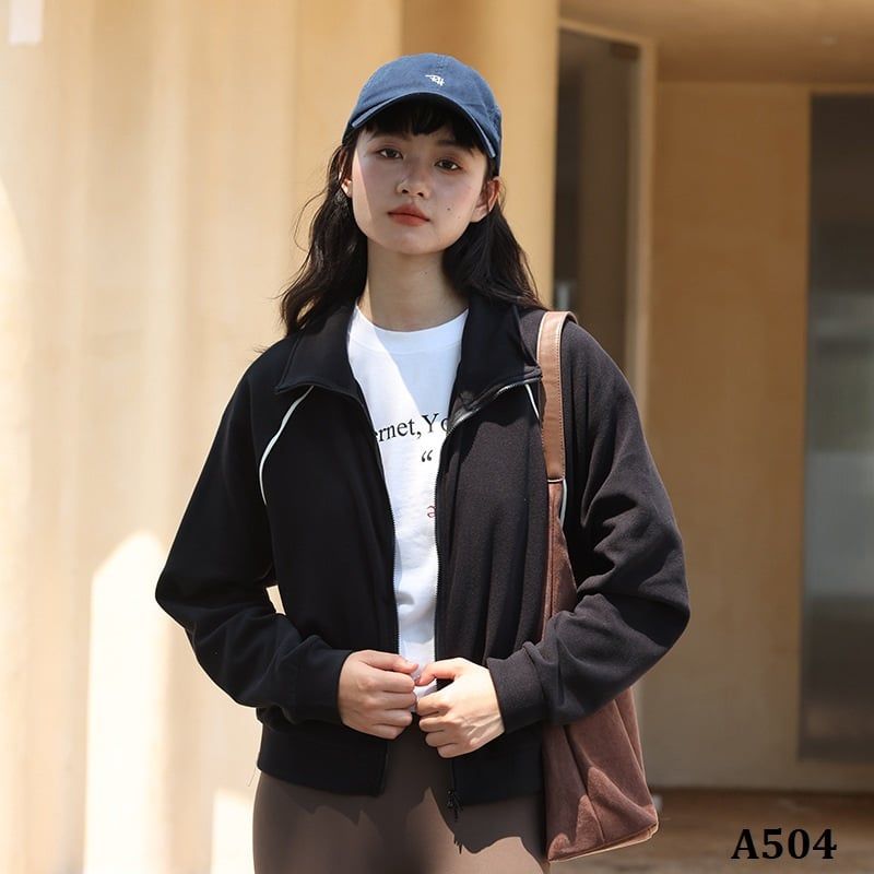  A504-Áo Khoác Dài Tay Đơn Giản Thu Đông 