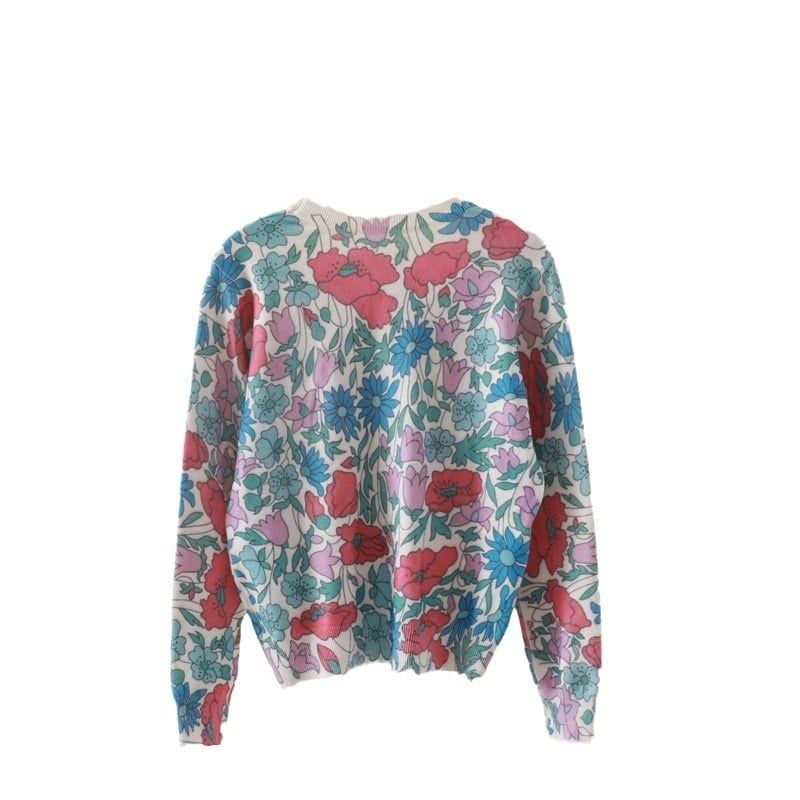  A485-Áo Len Lụa Dài Tay Mùa Thu Hoa Lá 