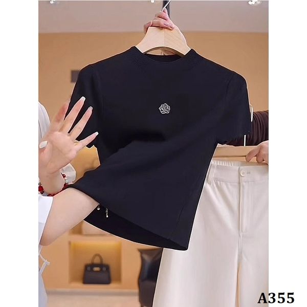  A355-Áo Thun Len Lụa Băng Hoa Trà Pháp 